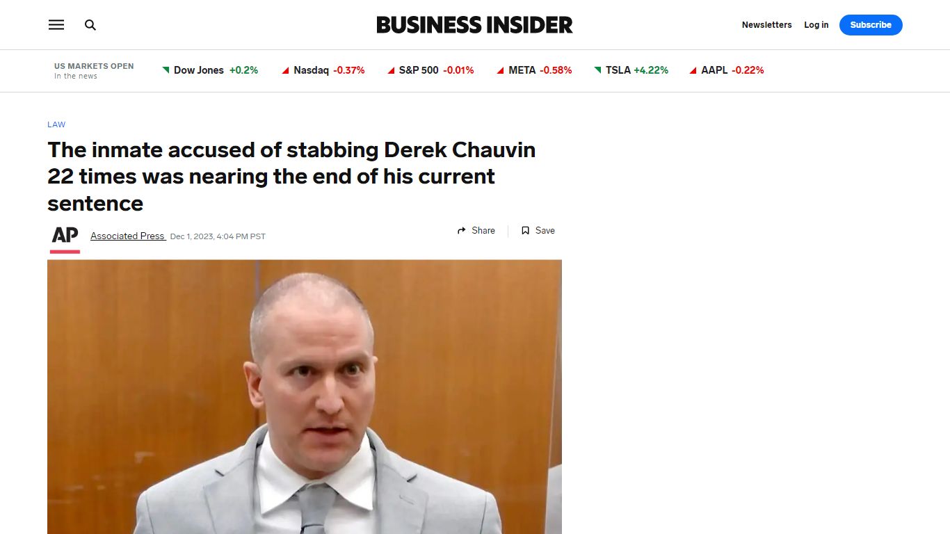 The inmate accused of stabbing Derek Chauvin 22 times was nearing the ...